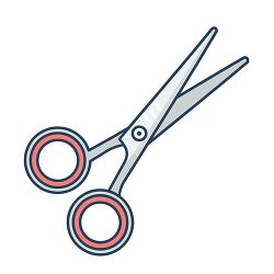 scissors illustration with red handles