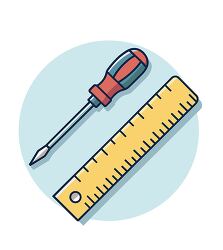 screwdriver and ruler educational tool illustration