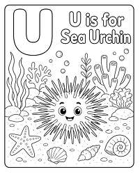 Sea Urchin Spikes Letter U Coloring Page