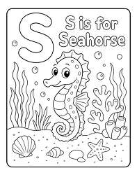 Seahorse Ocean Letter S Coloring Page