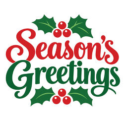 Seasons Greetings Lettering With Holly Berries