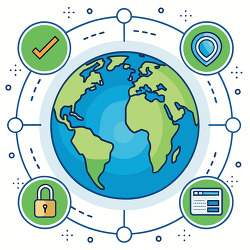 secure global internet network around planet earth