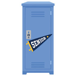 senior pennant on blue locker