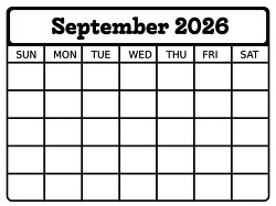 september 2026 blank monthly calendar grid printable