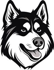 Siberian Husky Dog Face Design With Black Outline