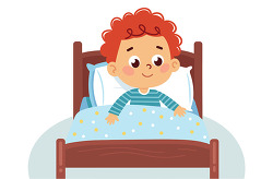 Sick Child Resting in Bed