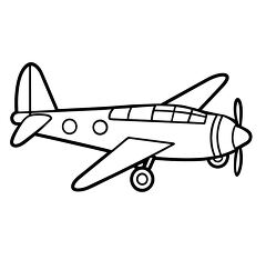 Side View Propeller Plane Black Outline