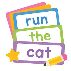 Sight Word Cards Run The Cat With Pencil