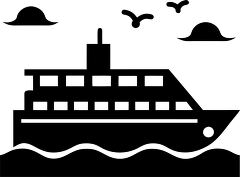 Silhouette of a Ferry Boat on Water