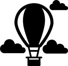 Silhouette of a Hot Air Balloon with Clouds