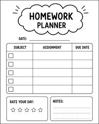 Simple Homework Planner Rating Printable