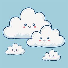 Simple Spring Clouds With Cute Faces for Designs