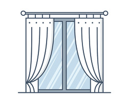 simple window with white curtains illustration