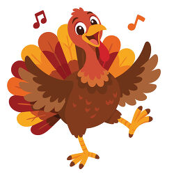 Singing Turkey With Music Notes