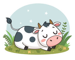 Sleeping cow with black spots
