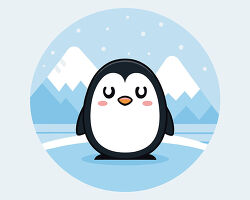 Sleeping penguin in snowy mountains clipart