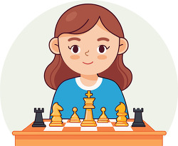 smart girl playing chess game at table