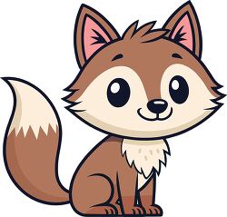 Smiling brown fox with fluffy tail