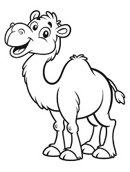 smiling camel standing coloring page