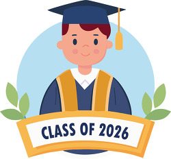 Smiling Cartoon Boy Graduate Class Of 2026