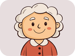 smiling elderly woman cartoon portrait illustration