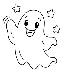 Smiling Ghost With Stars Coloring Page