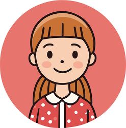 smiling girl in red polka dot dress flat illustration