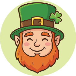 Smiling leprechaun face in green hat