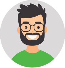 Smiling Man With Glasses in Simple Round Design