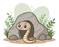 Smiling snake in rock cave clipart