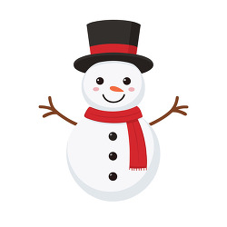smiling snowman with hat and scarf