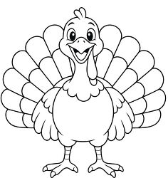 Smiling Turkey Coloring Page
