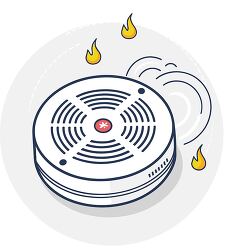Smoke detector with sound waves and small fire flames