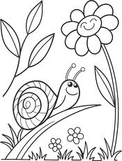 Snail Crawling on Spring Coloring Page for Children