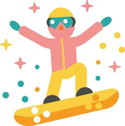 snowboarding Colorful Minimalist Clip Art