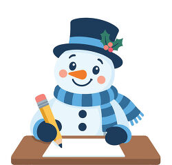 Snowman Writing With Pencil