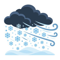 Snowstorm Cloud With Snowflakes And Wind