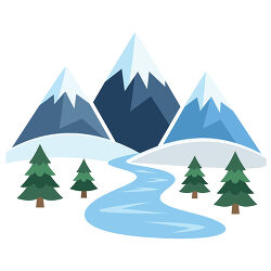Snowy Mountains With Frozen River