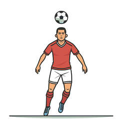 Soccer Player Heading Ball Red Jersey