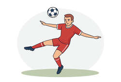 Soccer Player Kicking Ball Red Uniform
