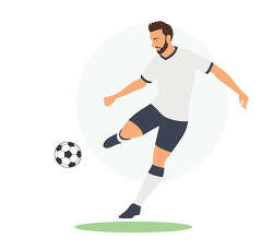 Soccer Player White Jersey Kicking Ball