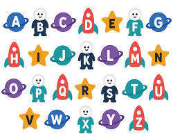 Space Alphabet With Planets Astronauts Rockets And Stars