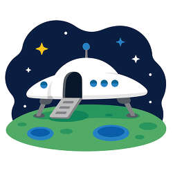 Spaceship landed on green planet