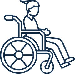 special needs student in wheelchair line icon