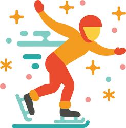 speed skating Colorful Minimalist Clip Art