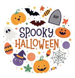 spooky halloween pumpkins ghosts bats candy