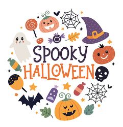 spooky halloween pumpkins ghosts witch hat candy