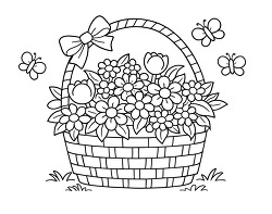 Spring Flower Basket Coloring Page
