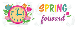Spring Forward Text With Floral Clock Design