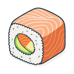 Square sushi roll with salmon roe avocado rice and seaweed